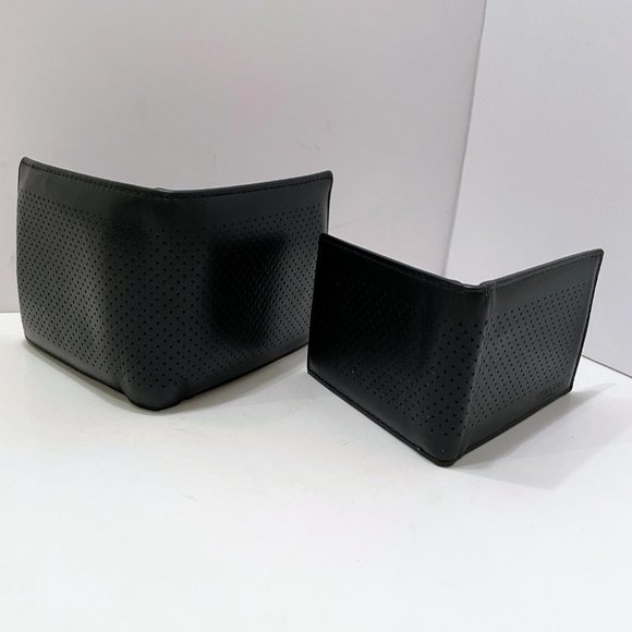 Coach New York Black Perforated Leather Bifold Wallet & Removable Compact Wallet - Picture 10 of 14